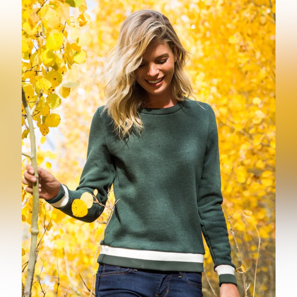 Marine Layer Jenny Crew Neck Retro Sweatshirt Pine Crew Size Medium